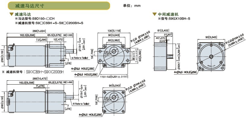 SPG標準型永磁直流馬達 S9D系列150W