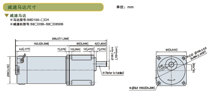 SPG標準型永磁直流馬達 S9D系列150W